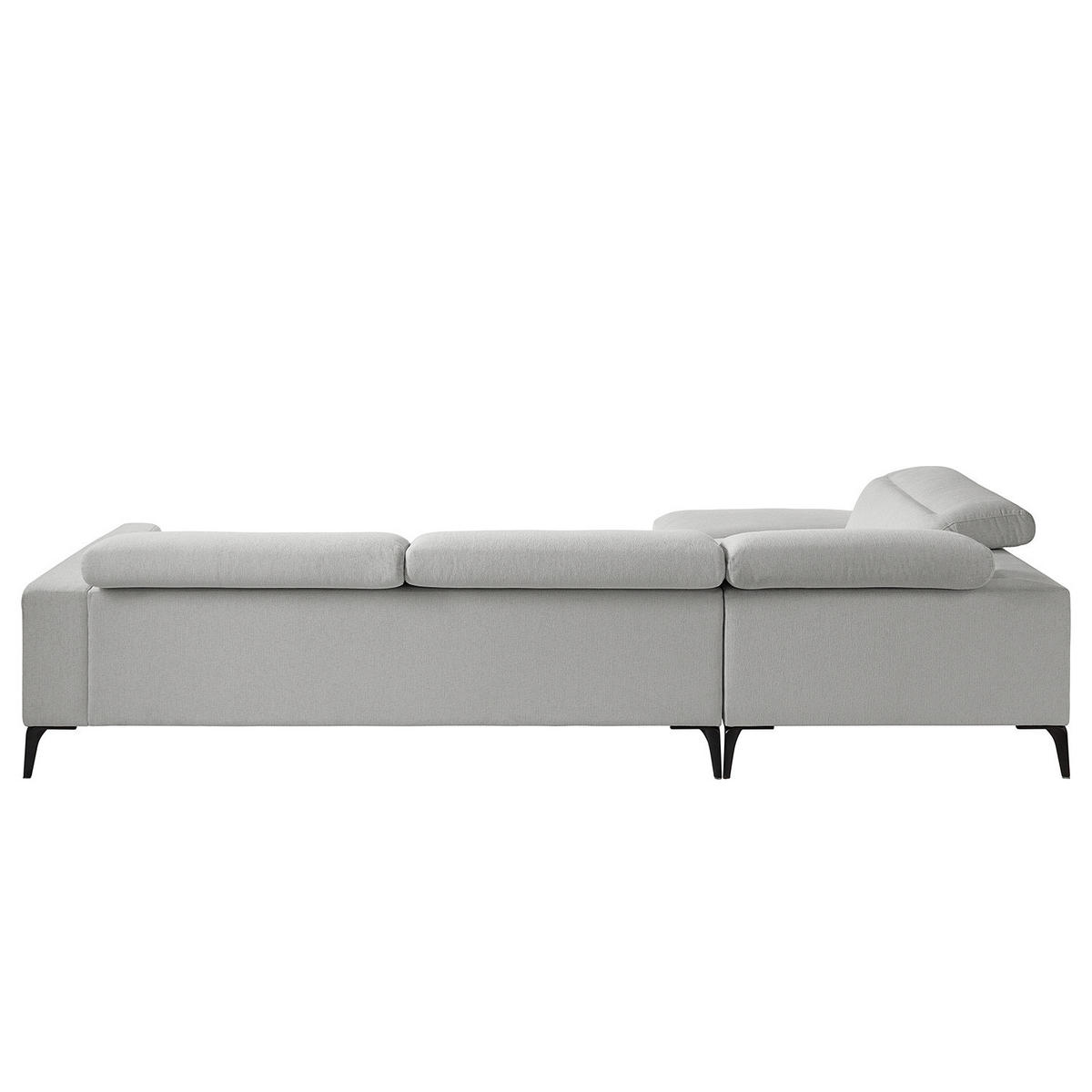 ECKSOFA mit Ottomane - Hellgrau/Schwarz, Textil/Metall (325/238cm) - home24