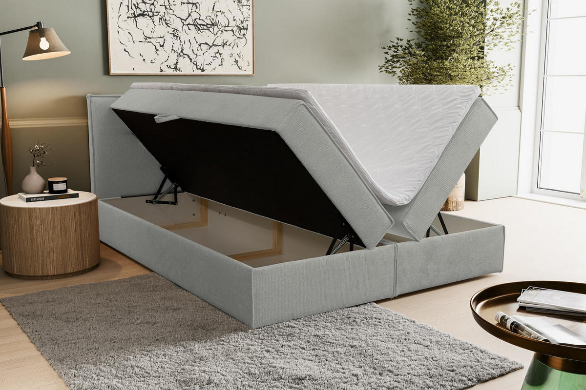 BOXBETT CALIDO mit zwei Bettkästen H2/H3 Matratze und Topper 160 x 200 cm - Grau, Holzwerkstoff (160/200cm) - VENASI MÖBEL