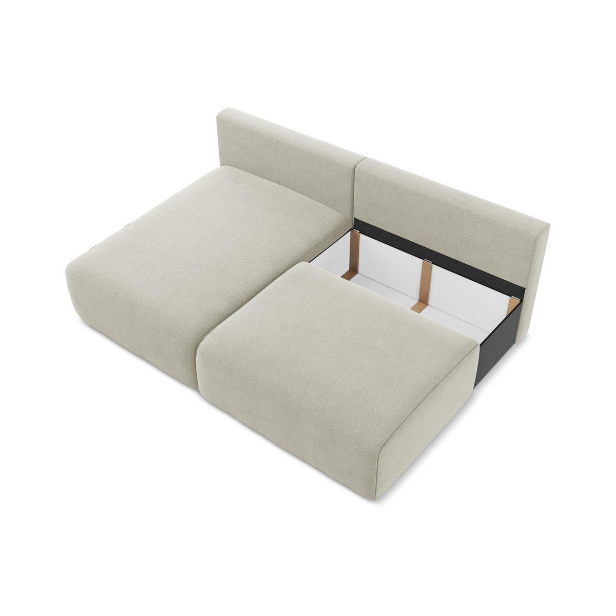 ECKSOFA mit Schlaffunktion links Strukturstoff Stoff Beige - Beige/Creme, Kunststoff/Textil (149/210cm) - LaMiaSofa