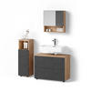 BADMÖBEL-SET Ronco Anthrazit gestreift 3 Teile, mit Midischrank - Anthrazit/Eiche Wotan, Holzwerkstoff (80/58/41cm) - Livinity®