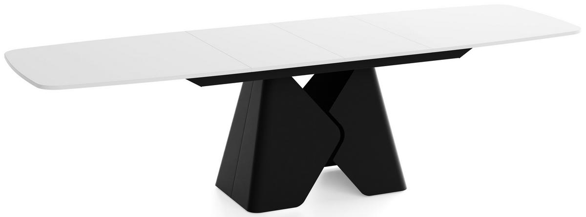 ESSTISCH Vanta rechteckig ausziehbar verlängerbar mit Schwarzem Metallgestell, Weiß 180-270/90/76 cm - Schwarz/Weiß, Holzwerkstoff/Metall (90/270/76cm) - WFL GROUP