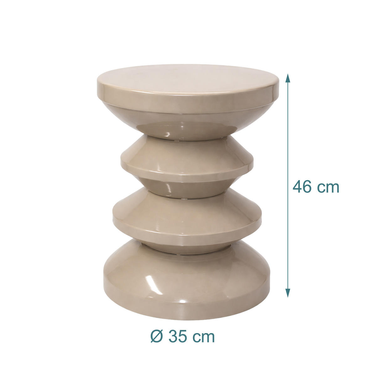 STRANSKA miza - bež, kovina (35/35/46cm) - Relaxdays