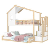ETAGENBETT mit Stauraum in Hausform Mehrfarbig 90x200 cm Holz - Multicolor, Holz (90/200cm) - SONNENH