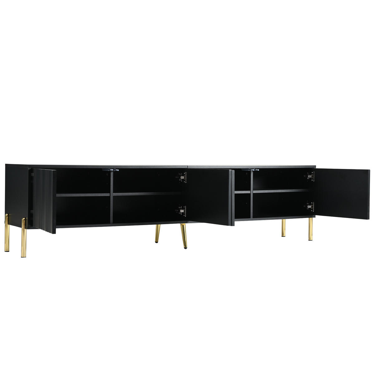 LOWBOARD 190/38/48 cm Schwarz aus MDF und Spanplatte mit 4 Türen - Schwarz, Holzwerkstoff (38/48/190cm) - OKMYHOME