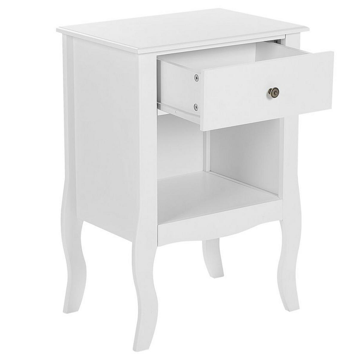 NACHTTISCH weiß 1 Schublade Lane - Weiß, Holzwerkstoff (48/70/34cm) - Beliani