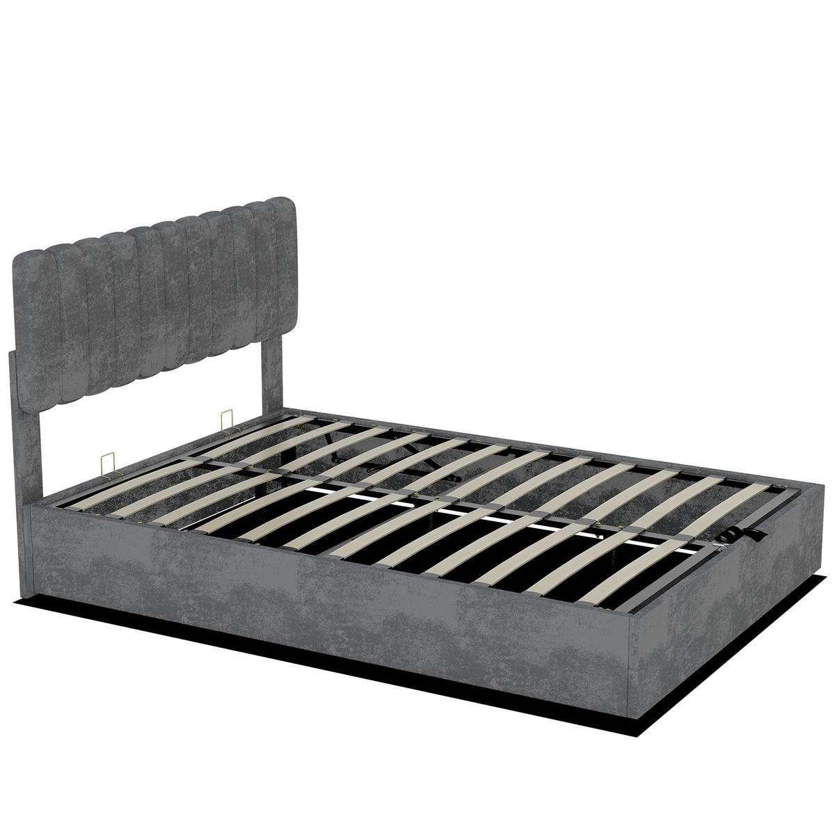 POLSTERBETT 140/200 cm DE-33015 mit Gaslift-Stauraum Grau - Grau, Metall (140/200cm) - ComfortXL