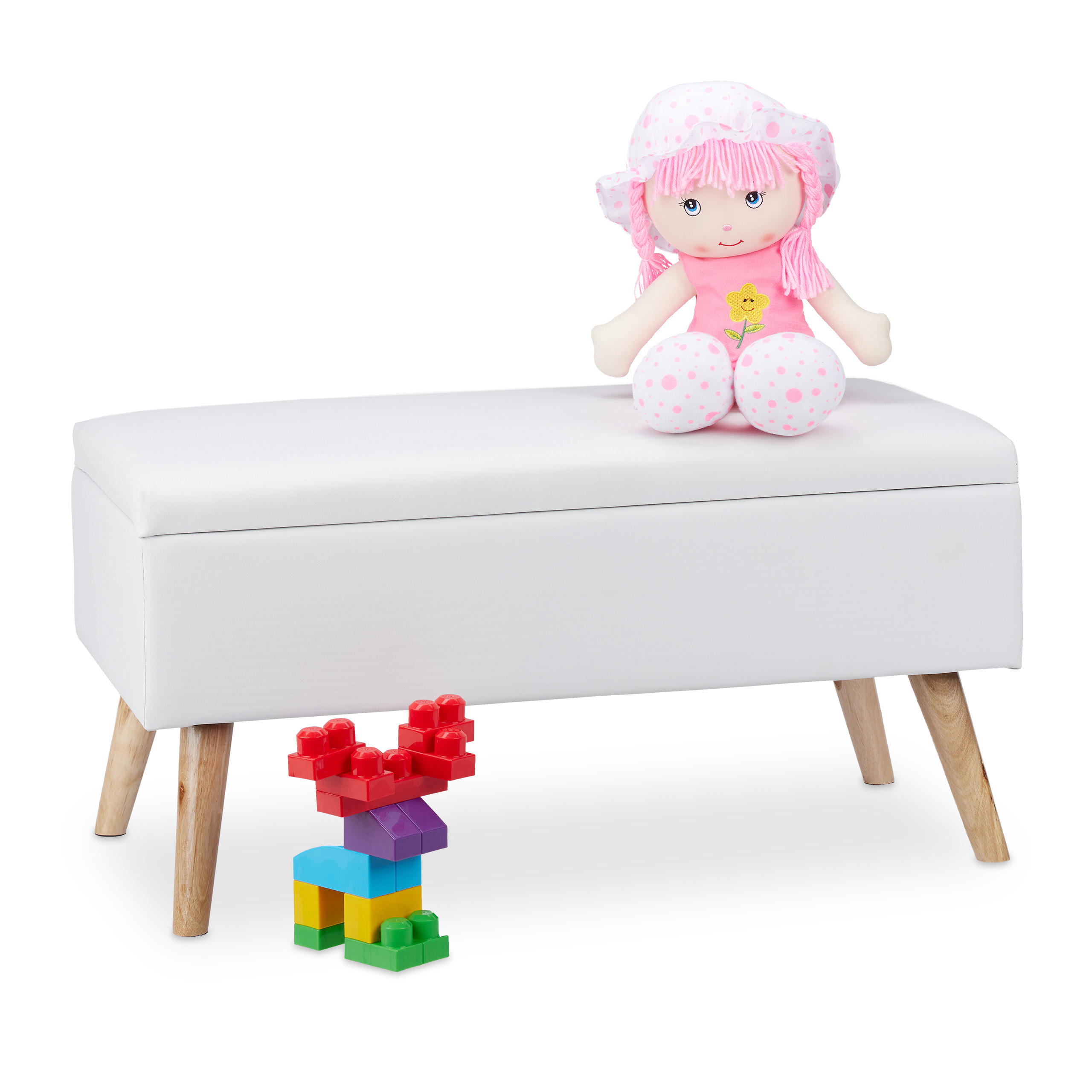 Relaxdays LAVICE Bílá s úložným prostorem umělá kůže 80 cm