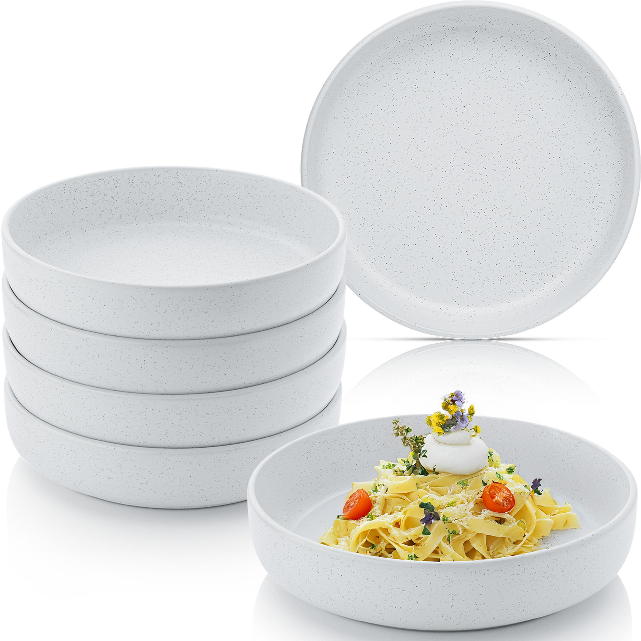 PASTASCHALEN LEEDS FROST - 6 teilig aus Steingut - Weiß, Stein (20.5cm) - Sänger
