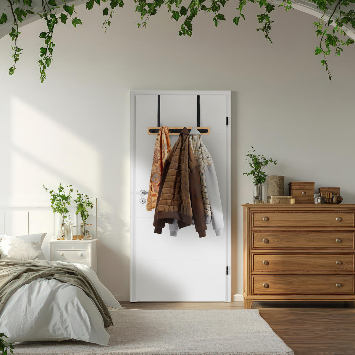 TÜRGARDEROBE - Schwarz, Holz/Metall (40/26/7.5cm) - Relaxdays