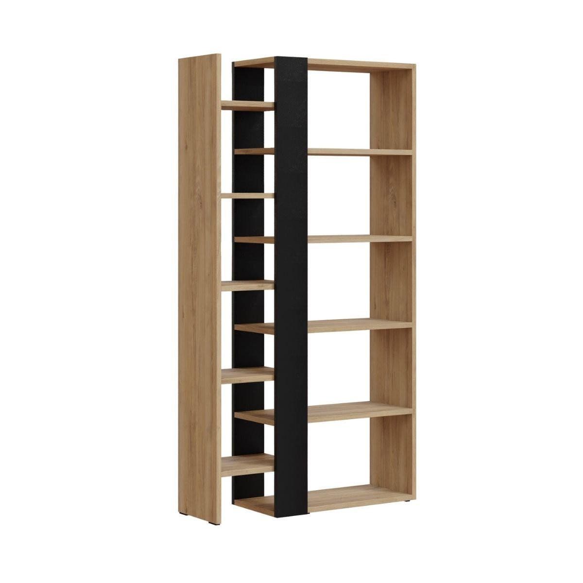BÜCHERREGAL 5 Ebenen L80 x H152 cm - Axel - Eiche Artisan/Grau, Holzwerkstoff (29.5/152/80cm) - Calicosy