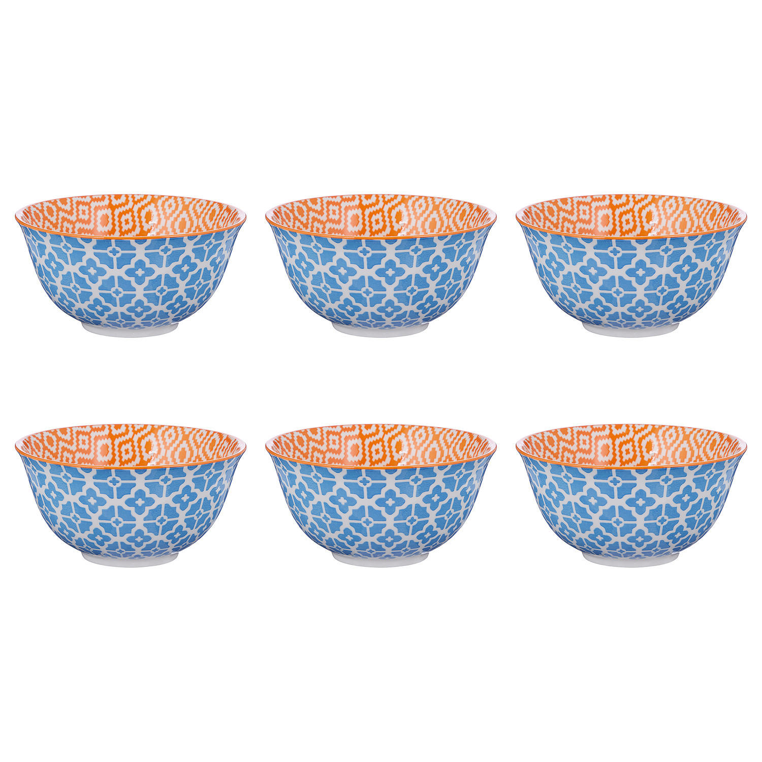 SCHALE (6er Set) Ornaments - Blau/Gelb, Keramik (14/14/7cm) - BUTLERS