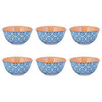 SCHALE (6er Set) Ornaments - Blau/Gelb, Keramik (14/14/7cm) - BUTLERS