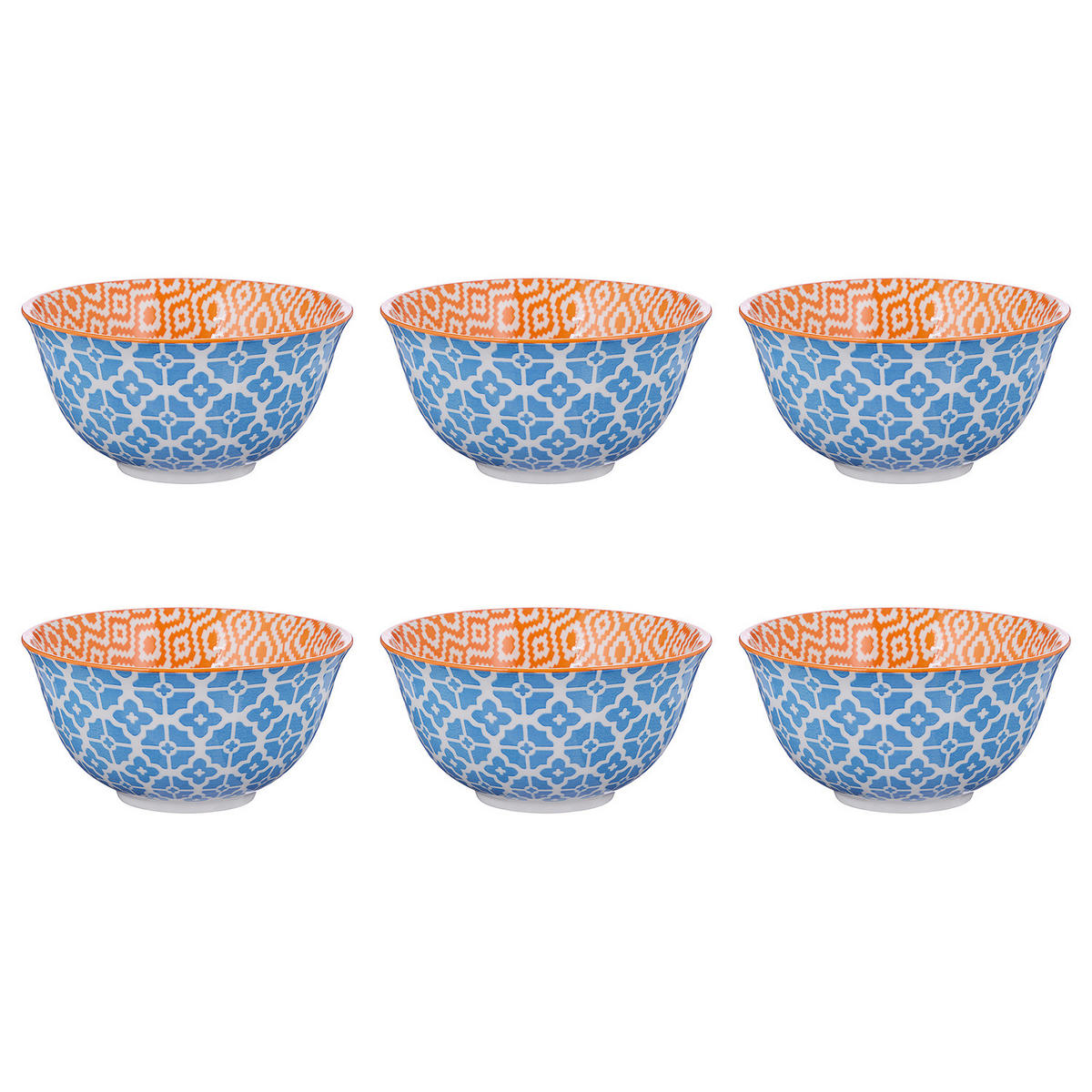 SCHALE (6er Set) Ornaments - Blau/Gelb, Keramik (14/14/7cm) - BUTLERS