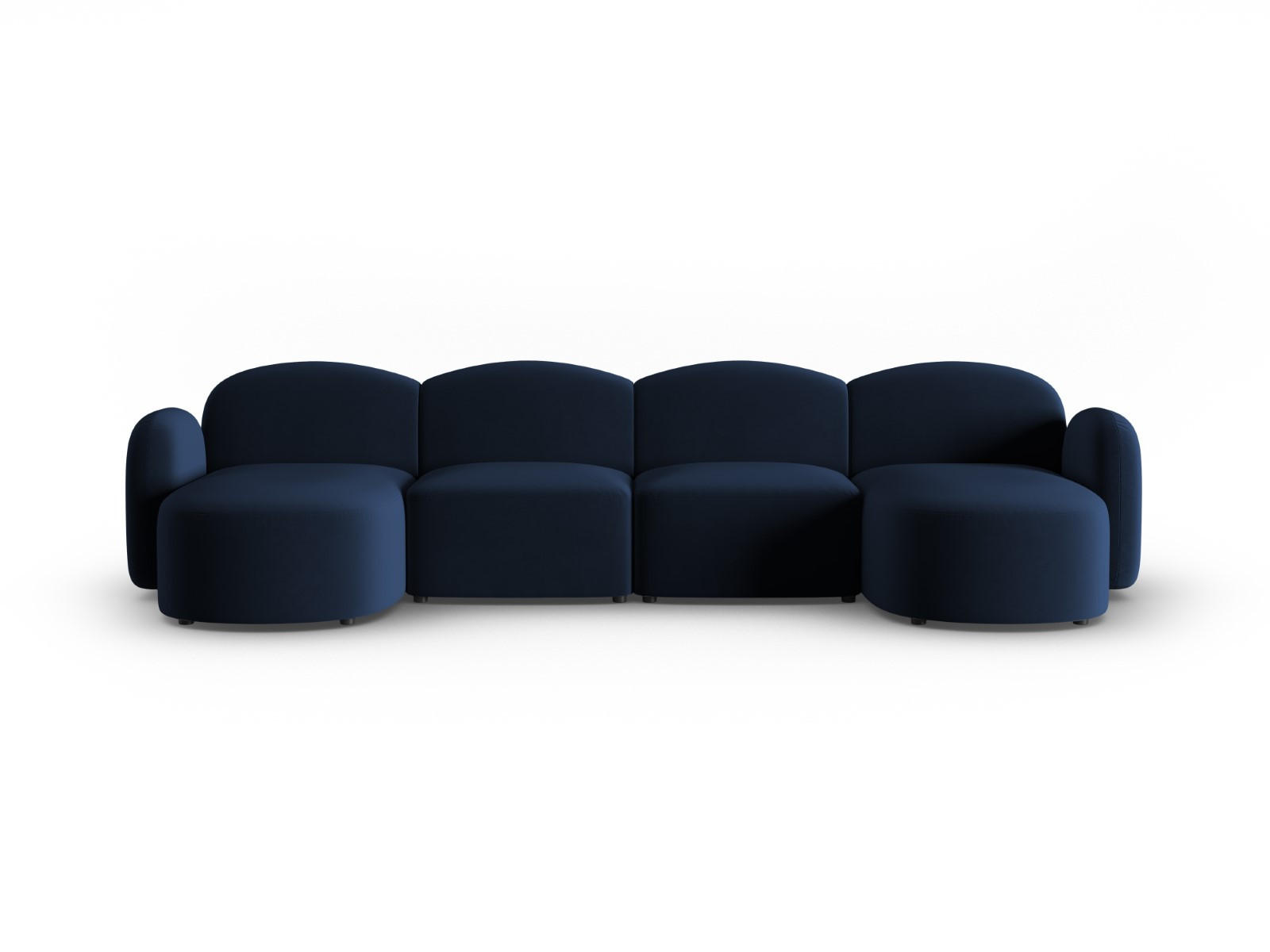 PANORAMASOFA Blair aus Samt königsblau 6 Sitzplätze - Blau, Textil (155/80/350cm) - Micadoni