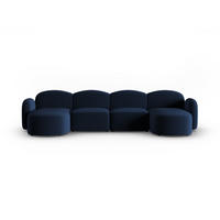 PANORAMASOFA Blair aus Samt königsblau 6 Sitzplätze - Blau, Textil (155/80/350cm) - Micadoni