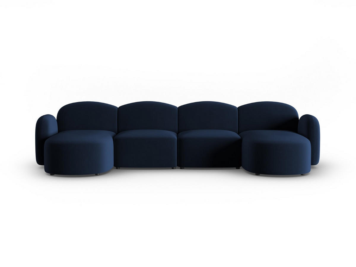 PANORAMASOFA Blair aus Samt königsblau 6 Sitzplätze - Blau, Textil (155/80/350cm) - Micadoni