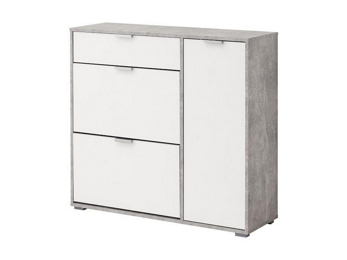 SCHUHSCHRANK - 102 cm x 33 cm - holz - grau, weiß Arietta - Weiß, Holz (102/95/33cm) - Vente-Unique