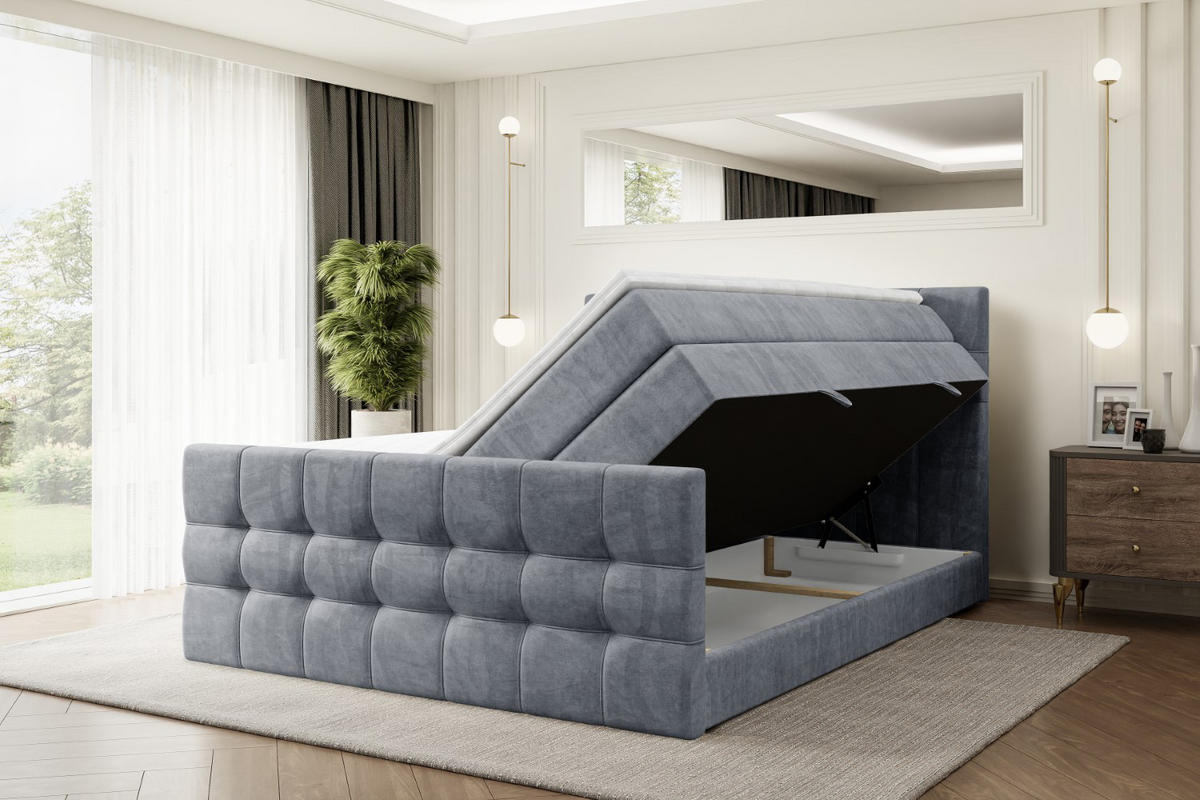 BOXSPRINGBETT BERO-Z KING - 120 x 200 - H3/H4 - Grau - Grau, Holzwerkstoff (120/200cm) - ALTDECOR
