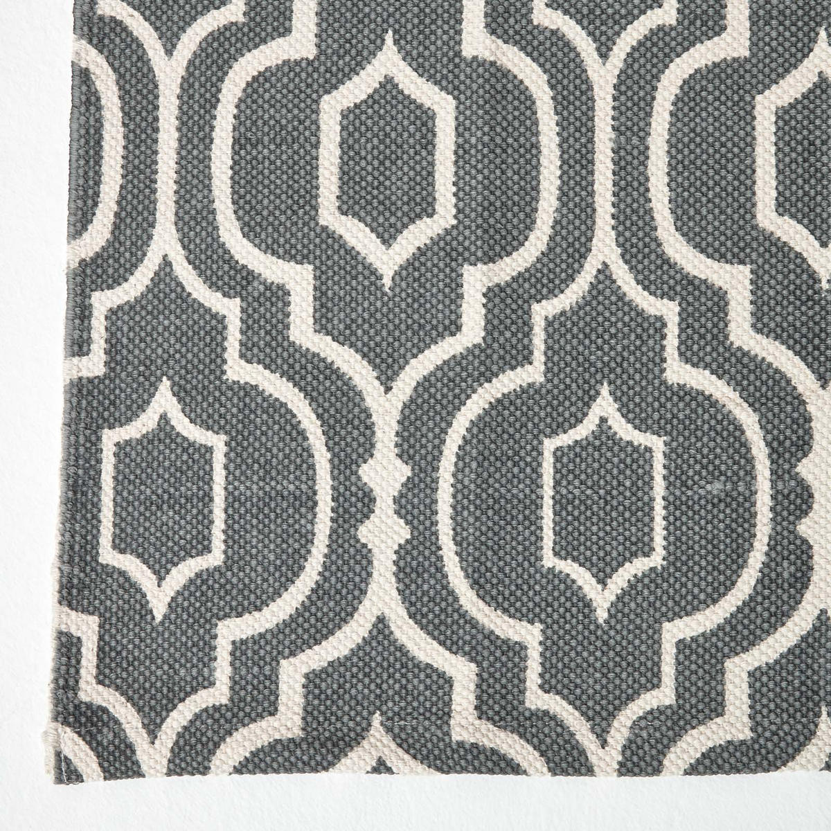 BAUMWOLLTEPPICH-LÄUFER Riga geometrisch 66/200 cm - Grau, Textil (66/200cm) - Homescapes