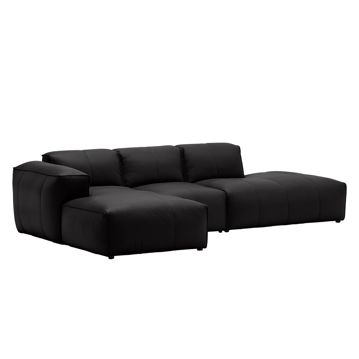 ECKSOFA mit Chaiselongue - Schwarz, Leder/Kunststoff (290/173cm) - home24
