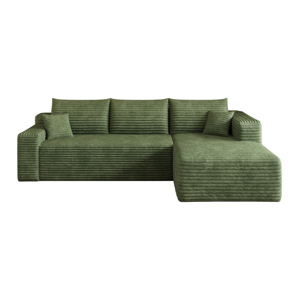 ECKSOFA 241 cm aus Stoff mit Cordbezug und Chaise Lounge Grün - Grün, Textil (151/241cm) - Modenvie