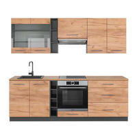 KÜCHENZEILE Fame-Line Goldkraft Eiche/Anthrazit 235 cm, AP Eiche - Honigeiche/Anthrazit, Holzwerkstoff (235/81.6/60cm) - Vicco