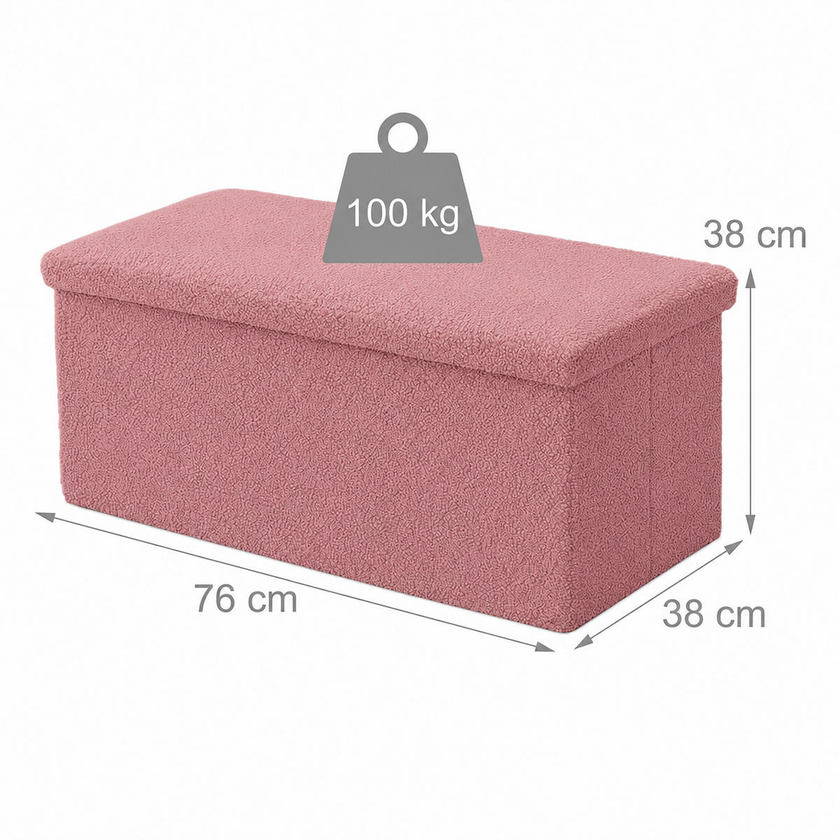 BÄNK Gammelrosa teddytyg förvaring - Pink, Träbaserade material/Textil (76/38/38cm) - Relaxdays