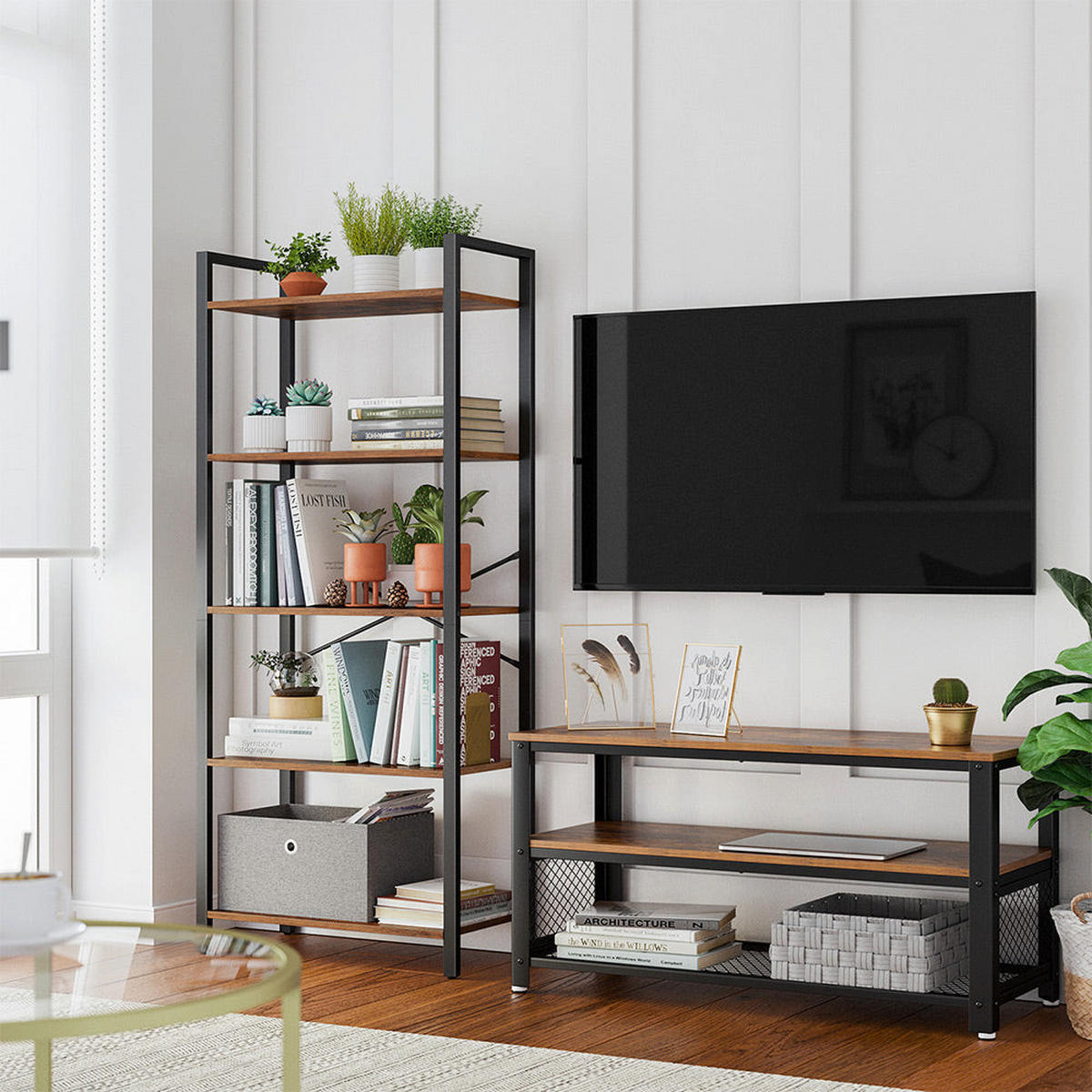 BÜCHERREGAL AUFBEWAHRUNGSREGAL - Braun, Holzwerkstoff (30/153/66cm) - Hansiro