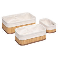 AUFBEWAHRUNGSKORB Set 3-tlg., Bambus, Polyester - Braun, Holz (20.5/12/30cm) - 5five Simply Smart