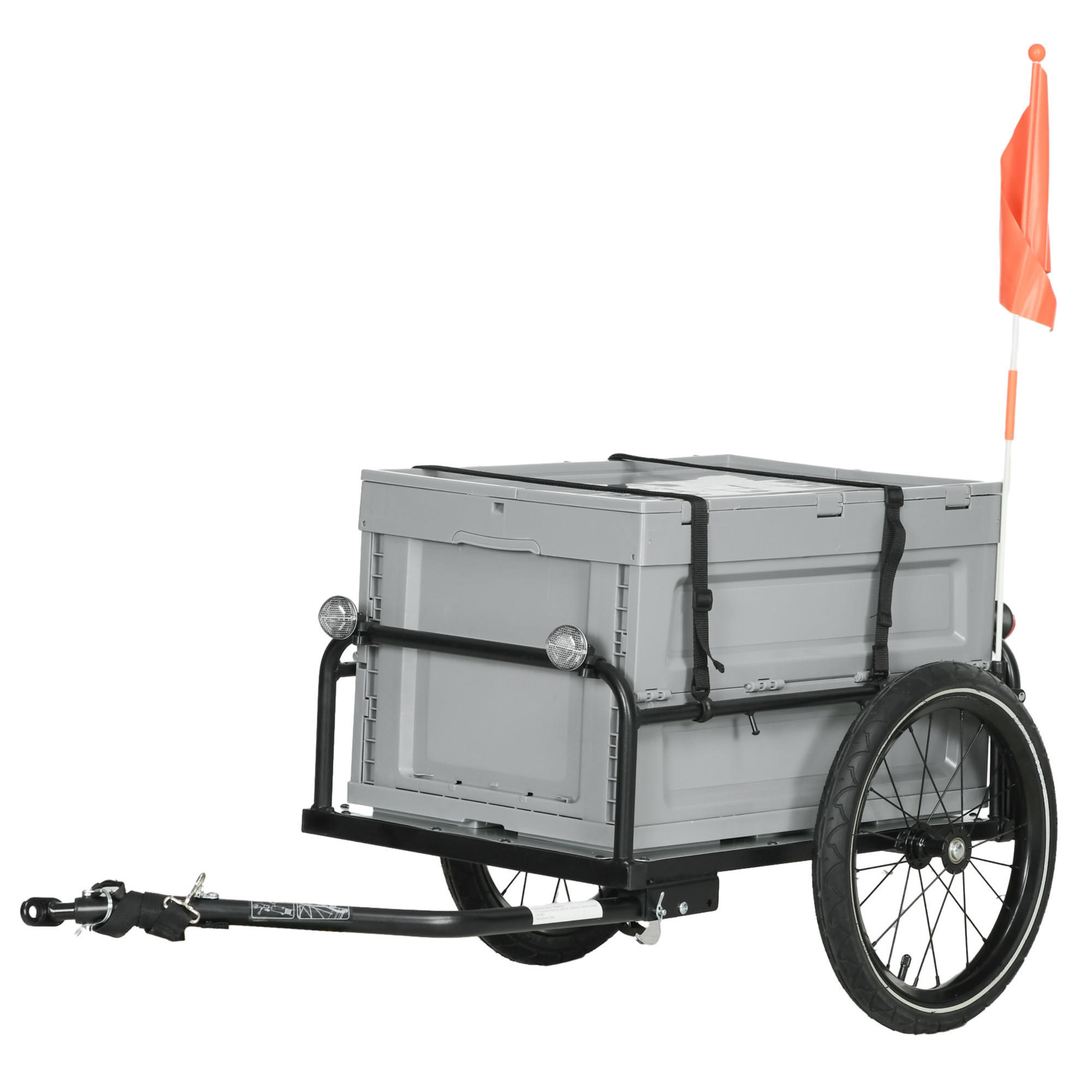 FAHRRADANHÄNGER DE-18151 65L klappbarer Koffer, 40 kg Traglast - Schwarz, Metall (60/58/120cm) - ComfortXL