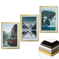 WANDBILDER 3er Set - 40x60 cm Goldrahmen - Berglandschaften Wasserfall See - Goldfarben, Kunststoff (40/60cm) - ArtPrintCave