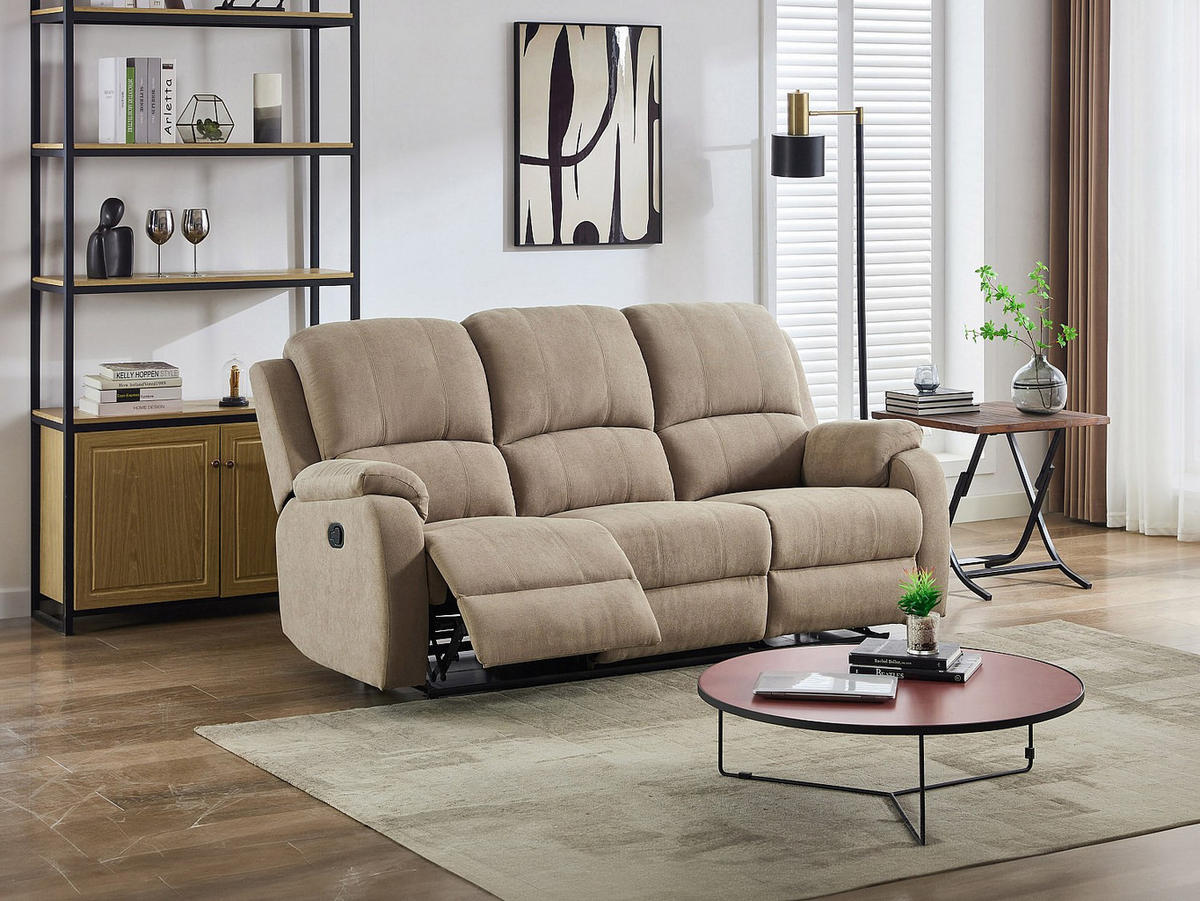 RELAXSOFA - 3 Personen - stoff - taupe Brody - Taupe, Textil (202/99/98cm) - Vente-Unique