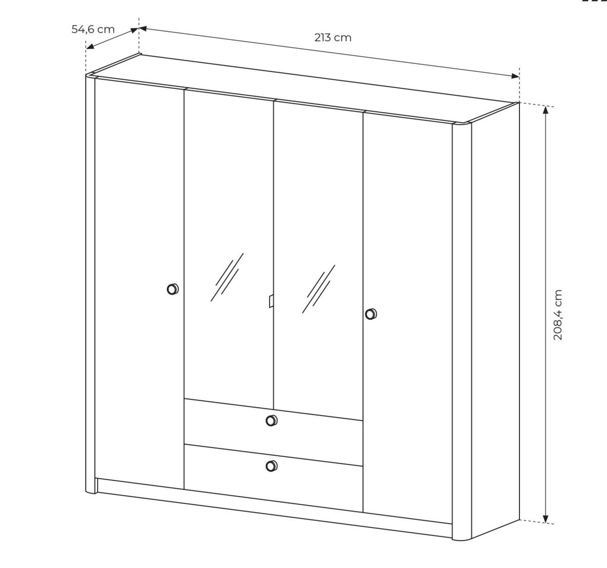 KLEIDERSCHRANK VIKI Beige 213x55x208 cm - Beige, Holzwerkstoff (213/208/55cm) - FURNLUX