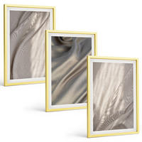 BILDER SET 3er Set - 40x60 cm Goldrahmen - Nahaufnahme von natürlichen Boho-Stoffen - Goldfarben, Kunststoff (40/60cm) - TULUP