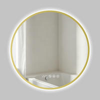 BADSPIEGEL mit Beleuchtung 70 cm rund gold mit Aluminiumrahmen, LED dimmbar und Antibeschlag - Goldfarben, Glas (70/70/3.3cm) - S'AFIELINA