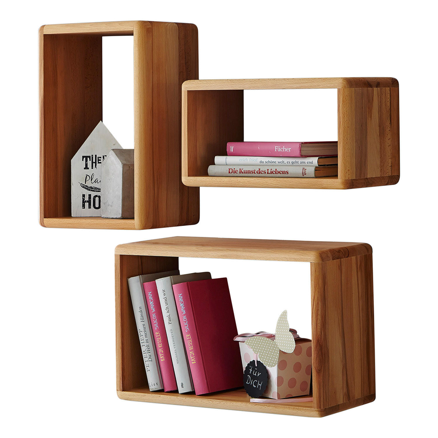 WANDREGAL - 3er-Set - Braun, Holz (100/50/20cm) - home24