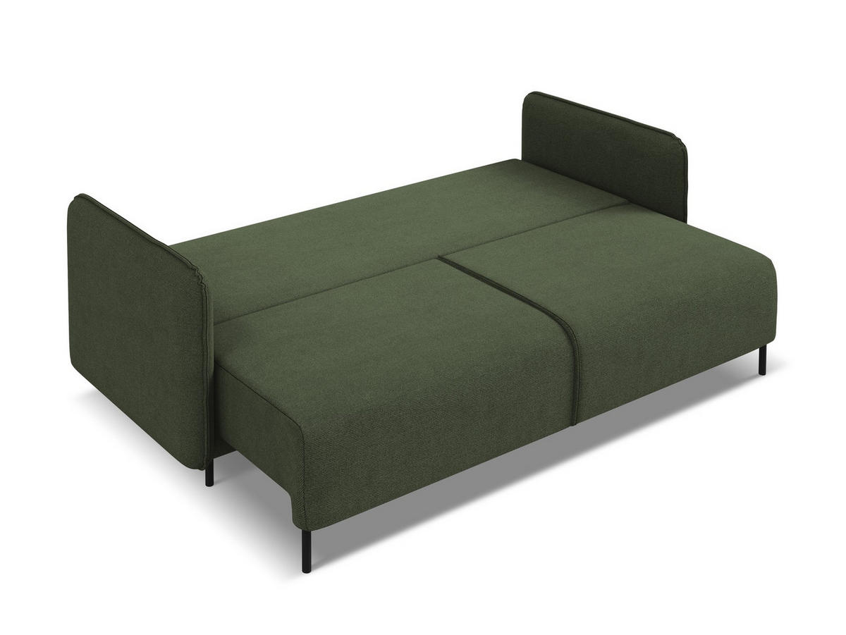 3-SITZER SOFA mit Schlaffunktion Strukturstoff Stoff Grün - Schwarz/Olivgrün, Holz/Textil (226/90/92cm) - Makamii