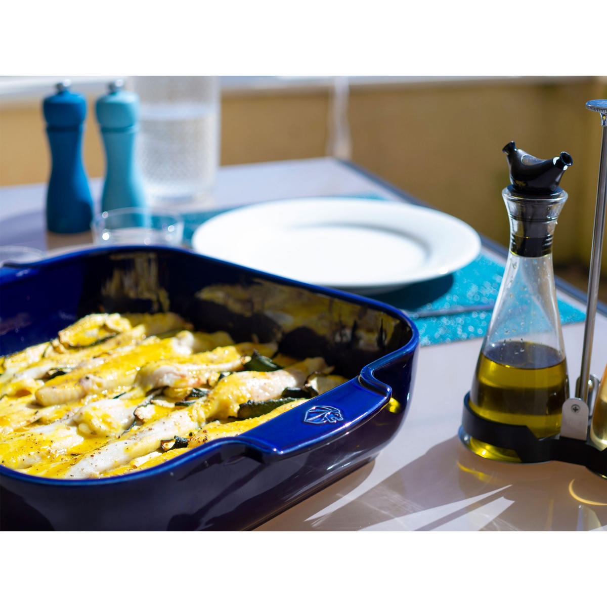 AUFLAUFFORM Keramik Appolia 21cm Quadratisch Blau Spülmaschinenfest - Blau, Keramik (17.5/21/6cm) - PEUGEOT