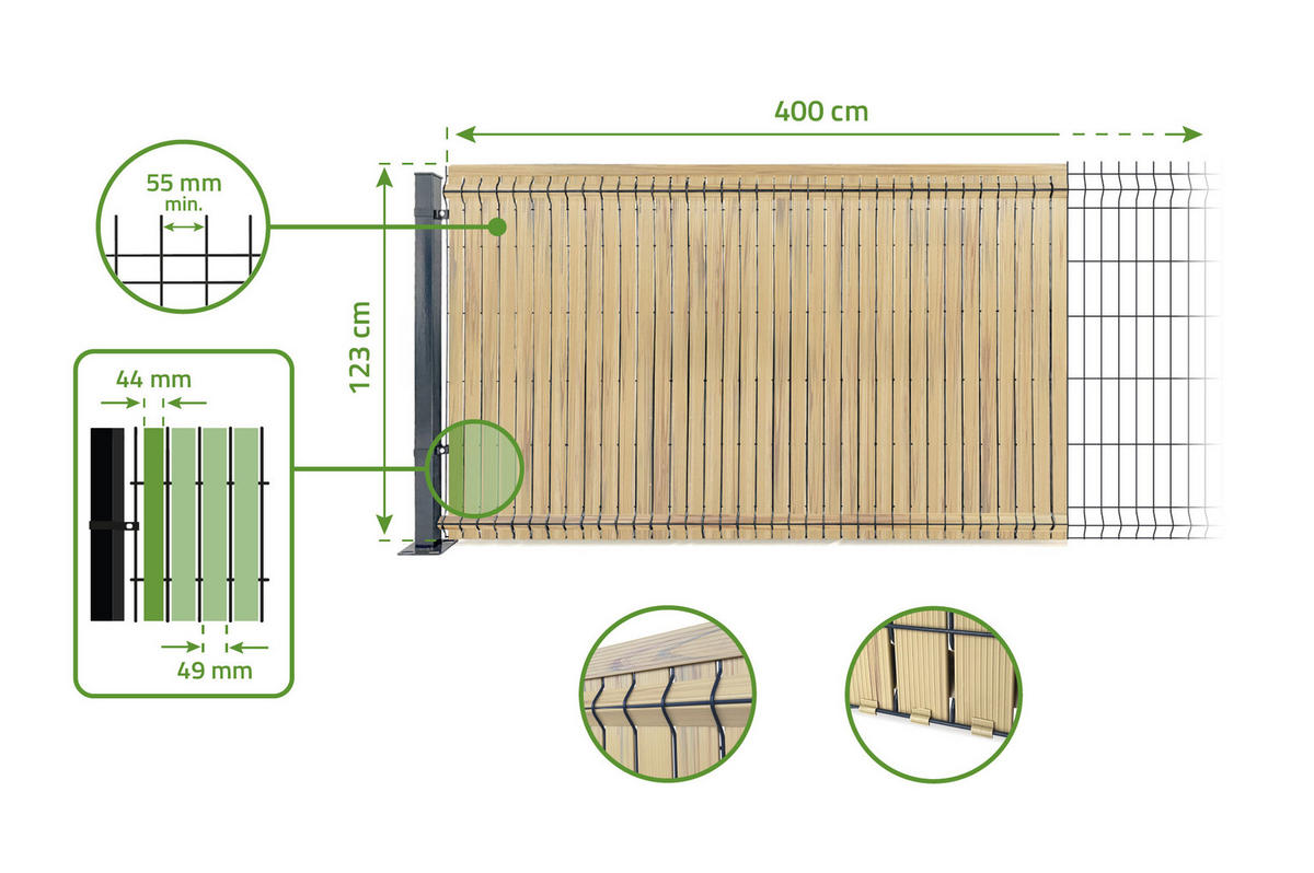 PVC-SICHTSCHUTZLAMELLEN-STEIF-SET Cinto beige 4m H.120cm - Mit clips und Endprofil - Beige, Kunststoff (400/123cm) - Casanoov