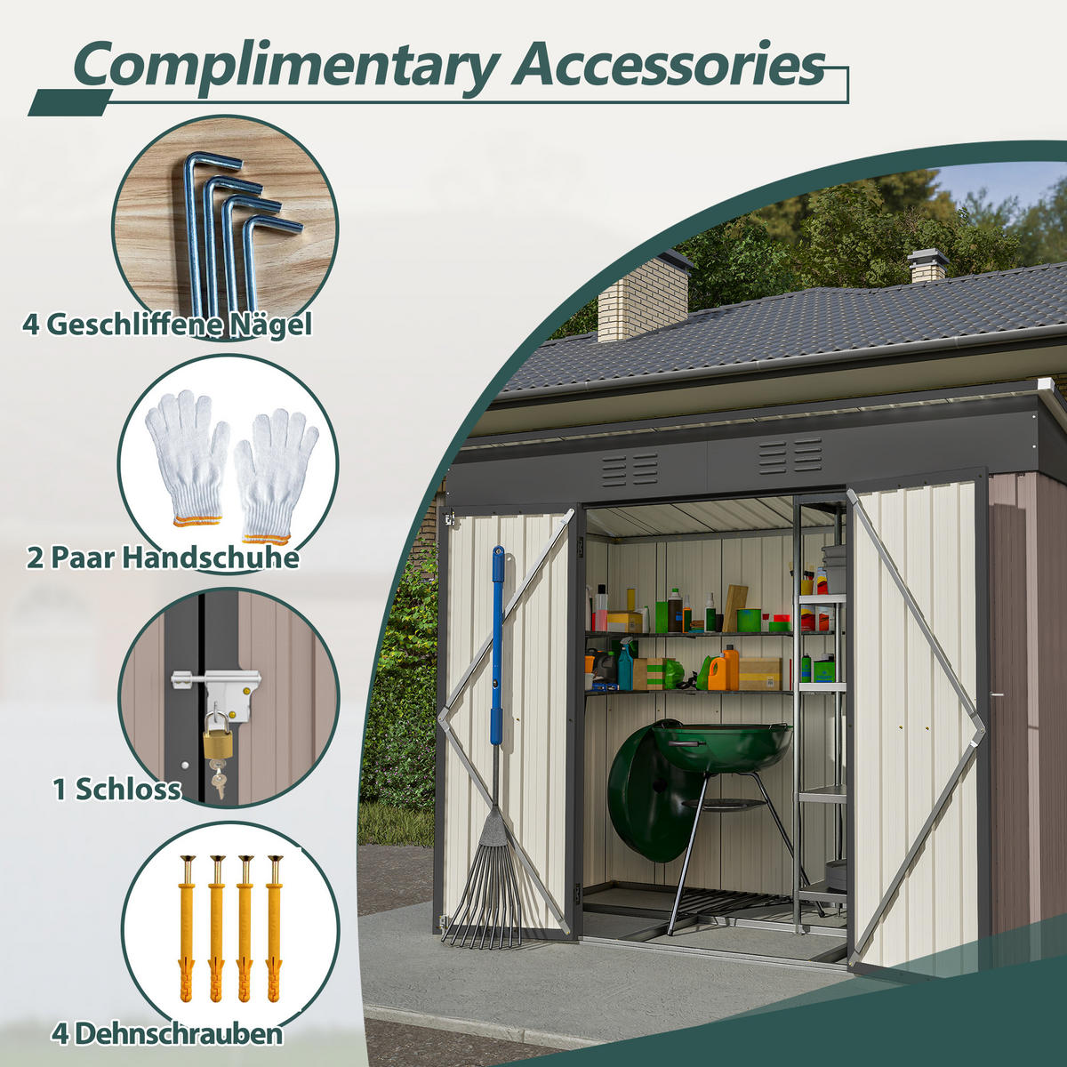 GARTENHAUS Metall 8x4 FT Braun - Braun, Metall (111/182/229cm) - ComfortXL