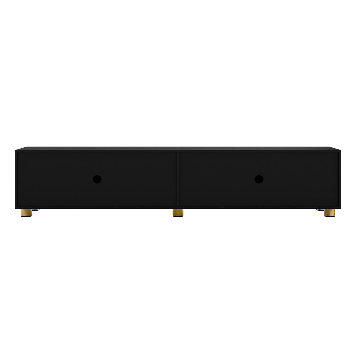 LOWBOARD DE-40268 mit Bogenrelief und Metallfüßen Schwarz - Schwarz, Holzwerkstoff (180/40/35cm) - ComfortXL