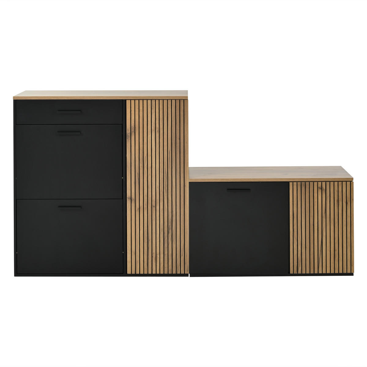 SCHUHSCHRANK aus Spanplatte 85x36x85cm in Natur mit Klapptüren - Naturfarben, Holzwerkstoff (85/85/36cm) - Modfu