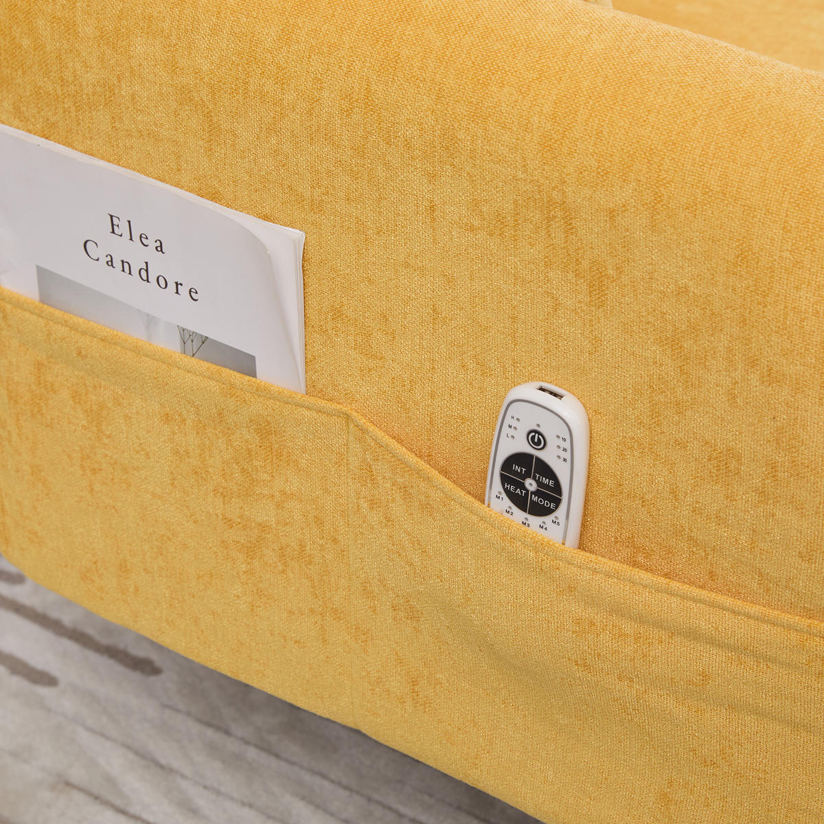 2-SITZER-SOFA mit zwei USB-Anschlüssen, Handyhalterung, verstellbarer Rückenlehne und Metallfüßen – Gelb - Gelb, Textil (78/78/173cm) - KOMHTOM