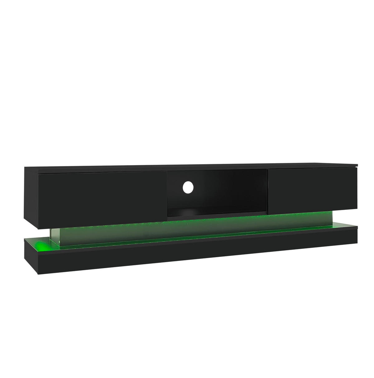 TV-SCHRANK 160/35/40,5 cm schwarz Hochglanz mit LED-Beleuchtung 2 Schubladen Anti-Kipp-Design - Schwarz, Holzwerkstoff (160/40.5/35cm) - OKWISH