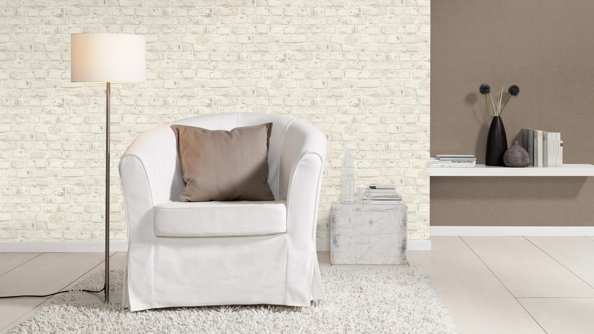 VLIESTAPETEN Steinoptik natürlich, weiß - Weiß, Papier (530/10050cm)