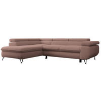 ECKSOFA PEDRO L Rosa Boucle - Links Seite - Schwarz/Rosa, Textil/Metall (208/273cm) - MKS
