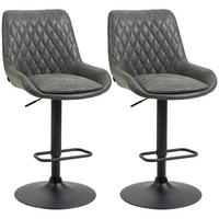 2ER-SET Barhocker Barstuhl höhenverstellbar Tresenstuhl mit Fußstütze Dunkelgrau - Dunkelgrau, Kunststoff (59/117/51cm) - HOMCOM