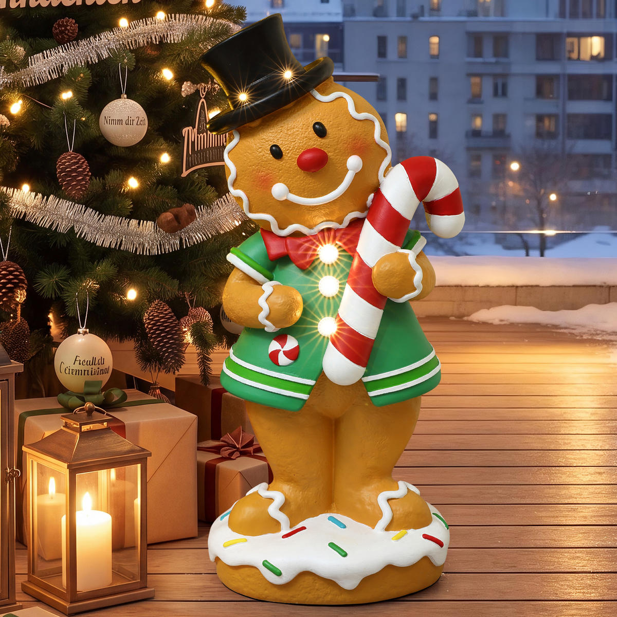 LEBKUCHENMANN Stehfigur 80CM HTHD0367-M - Braun, Stein (30/80/38cm) - Hometopia
