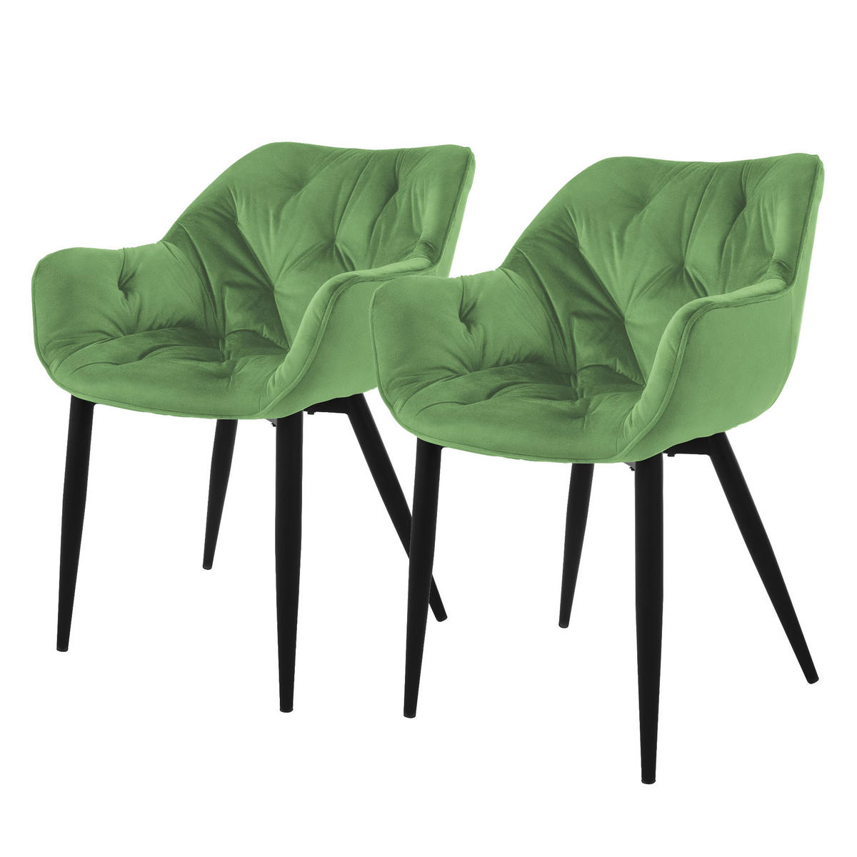 ESSZIMMERSTUHL Samt Salbei 2er Set - Grün, Metall (67/83/59cm) - ML-DESIGN