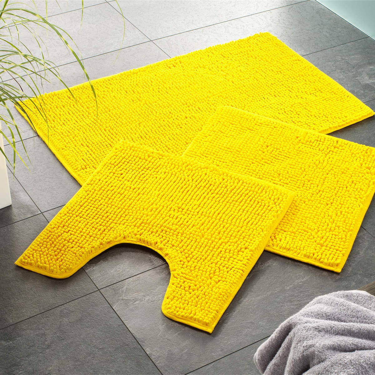 ECKBADEMATTE PARIS - Gelb, Textil (100/100cm) - WohnDirect